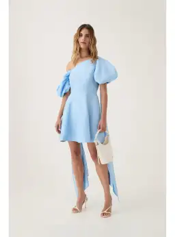 Aje Arista Tulip Sleeve Mini Dress Powder Blue Size AU 6 for rent on The Volte - image 1
