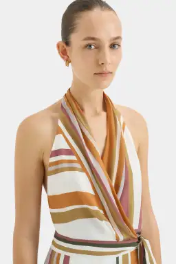 Sir the Label Caprera Wrap Halter Mini Dress Milazzo Stripe Size 6 for rent on The Volte - image 2
