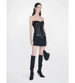 Dion Lee Darted Denim Biker Corset Black Size 8 for rent on The Volte - image 2