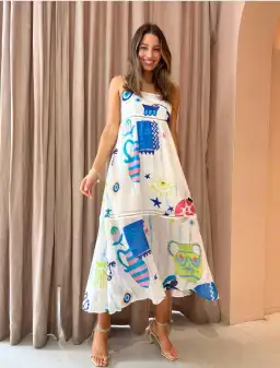 Kate Ford Pella Ladder Bustier Dress Print Size 4 / 14 AU for rent on The Volte - image 1