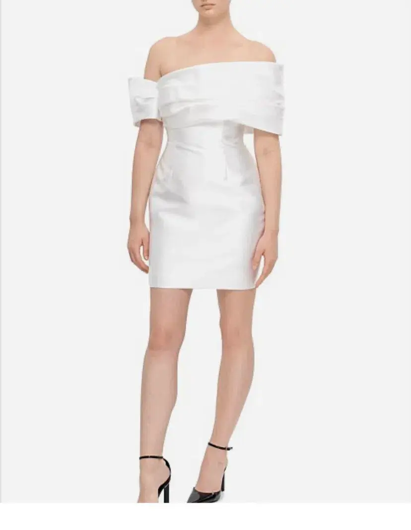 Solace London Edda Off Shoulder Mini Dress Off White Size 12 for rent on The Volte - main image