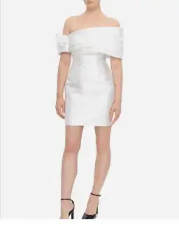 Solace London Edda Off Shoulder Mini Dress Off White Size 12 for rent on The Volte - image 1