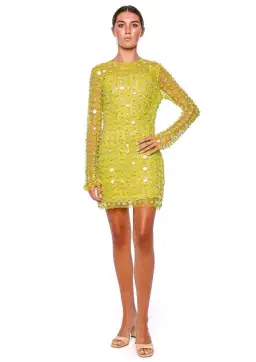 Rachel Gilbert Lucinda Mini Dress Lime Size 8