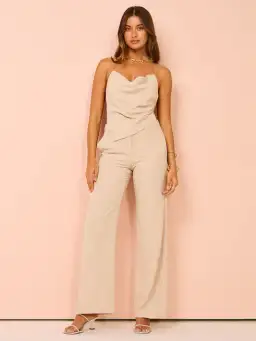 Bec & Bridge Desiree Halter Top and Straight Leg Pants Set in Sand Size 8 for rent on The Volte - image 1