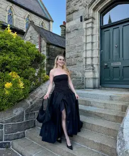 AJE Violette Bubble Hem Maxi Dress Black Size 10 for rent on The Volte - image 1