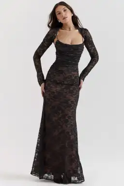 House Of Cb Artemis Lace Maxi Dress Black Size 12 for rent on The Volte - image 2