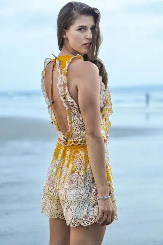 Zimmermann Confetti Scallop Playsuit Floral Size 0/AU 8 for rent on The Volte - main image