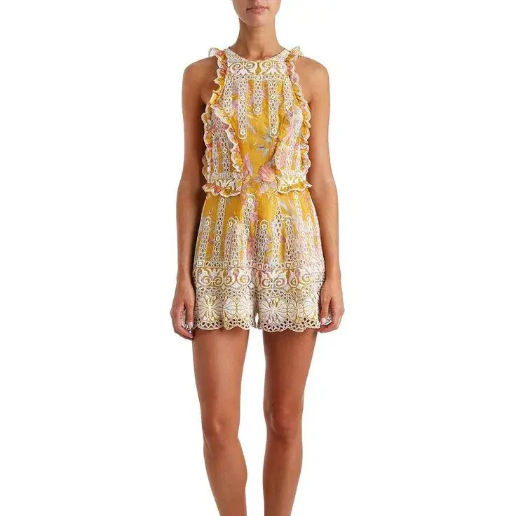 Zimmermann Confetti Scallop Playsuit Floral Size 0/AU 8 for rent on The Volte - main image