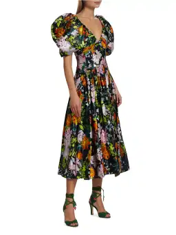 Aje Gabrielle Plunge Midi Dress Midnight Floral Size 8 for rent on The Volte - image 4