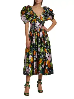 Aje Gabrielle Plunge Midi Dress Midnight Floral Size 8 for rent on The Volte - image 1