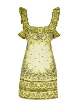 Zimmermann Frilled Mini Dress in Yellow Bandana Size 2 / AU 12 for rent on The Volte - image 3