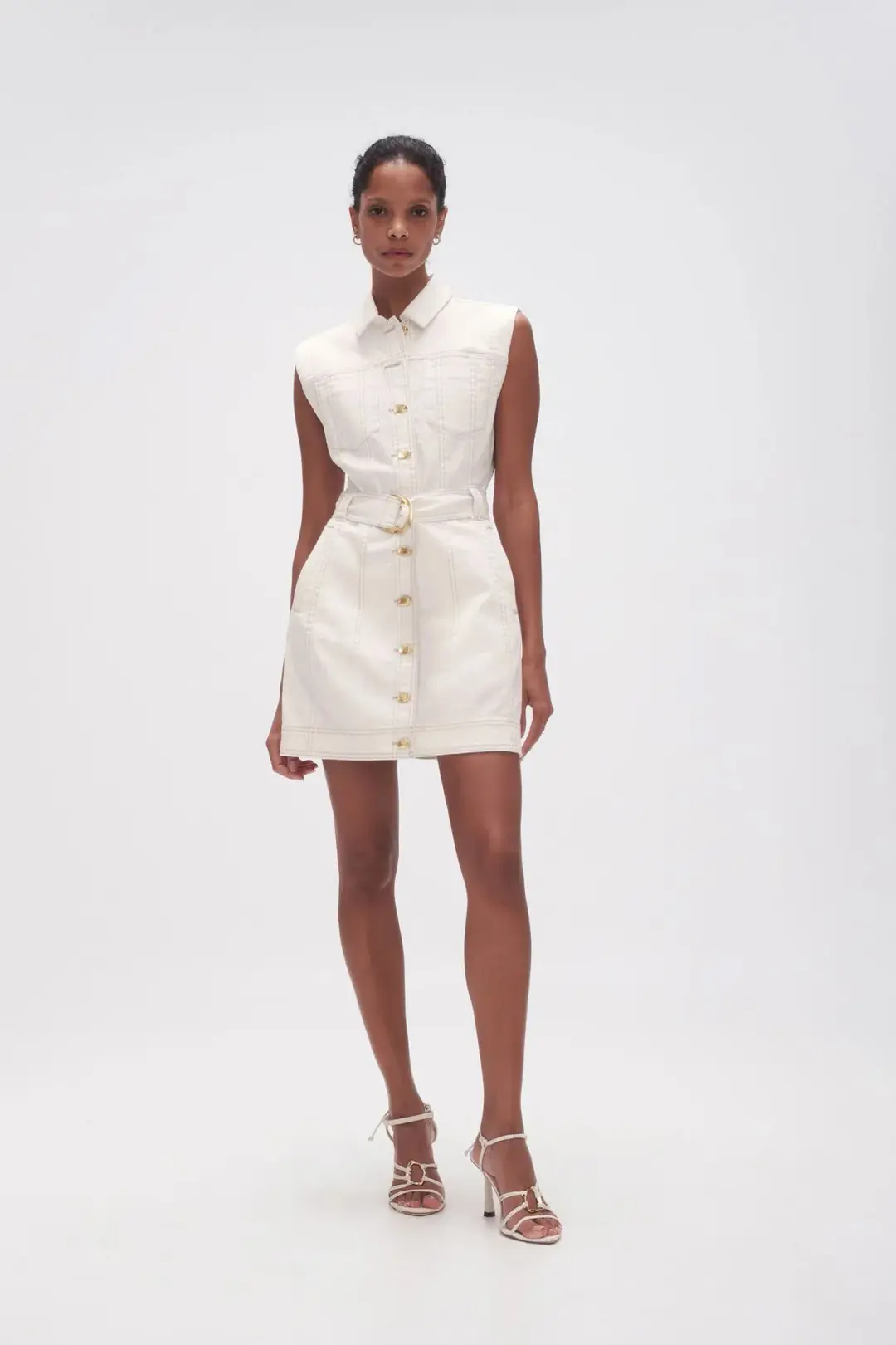 Aje Darcie Denim Mini Dress White Size XS / AU 6 for rent on The Volte - main image