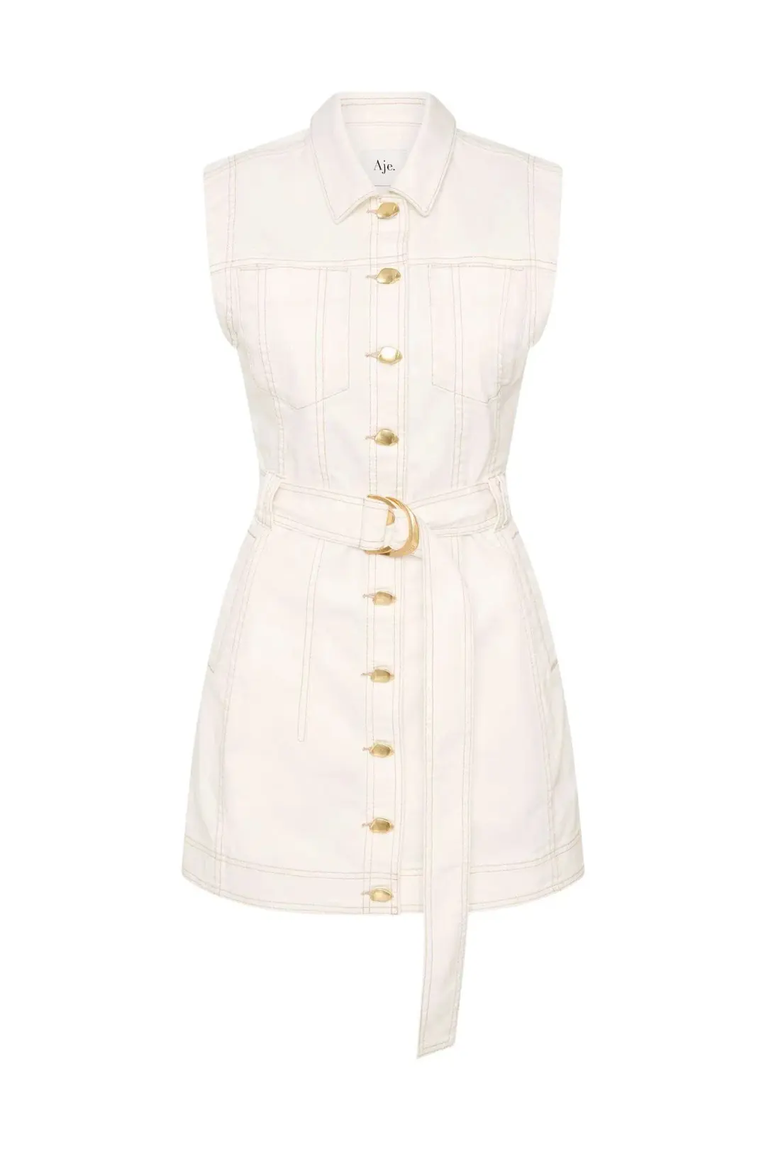 Aje Darcie Denim Mini Dress White Size XS / AU 6 for rent on The Volte - main image