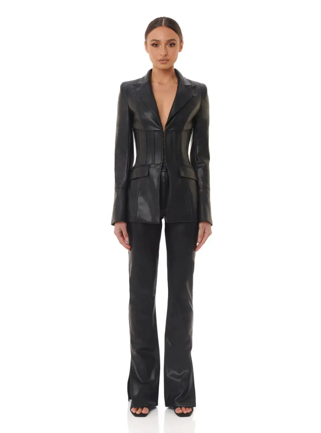 Eliya The Label Kirstin Vegan Leather Blazer Black Size XS / AU 6 for rent on The Volte - main image