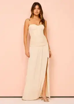 Manning Cartell Double Time Pleat Maxi Dress In Nougat Size 6 for rent on The Volte - image 2