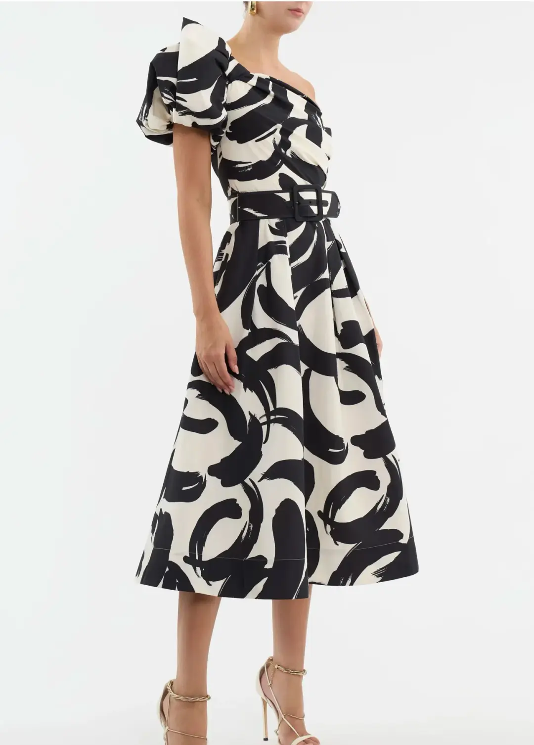Rebecca Vallance Pompidou One Shoulder Midi Dress Print Size 10 for rent on The Volte - main image