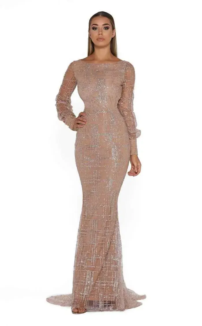 Portia And Scarlett 17655T Long Sleeve Dress Nude Size 8 for rent on The Volte - main image