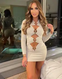 Christopher Esber Ruched Column Long Sleeve Mini Dress White Size 6 for rent on The Volte - image 1