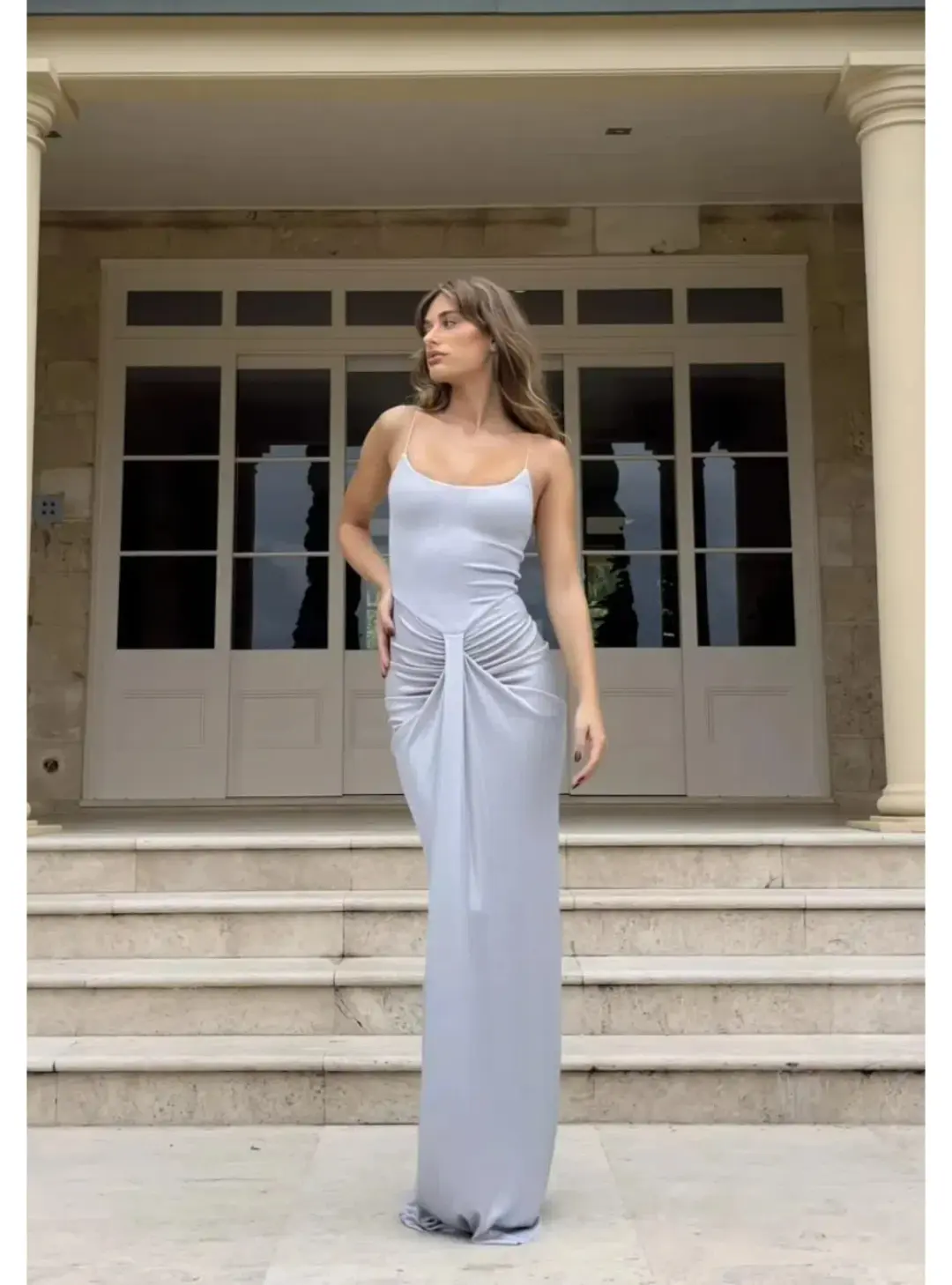 Natalie Rolt Allora Gown Silver Size 2 / AU 10 for rent on The Volte - main image