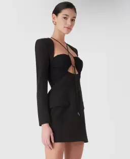 Misha Solange Mesh and Tailoring Mini Dress Black Size 10 for rent on The Volte - image 3