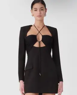 Misha Solange Mesh and Tailoring Mini Dress Black Size 10 for rent on The Volte - image 4