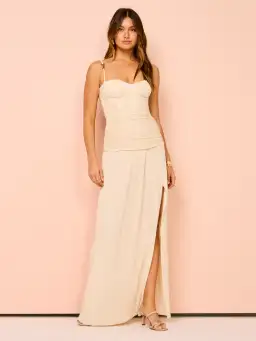 Manning Cartell Double Time Pleat Maxi Dress Nougat Size 8