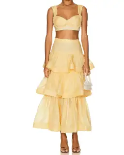 Zimmerman Coaster Bralette and Tiered Skirt Yellow Size 0P / AU 6