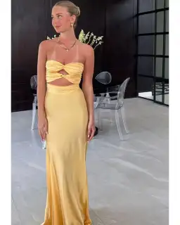 HNTR The Label Inka Gown In Gold Sun Size AU 12 for rent on The Volte - image 1