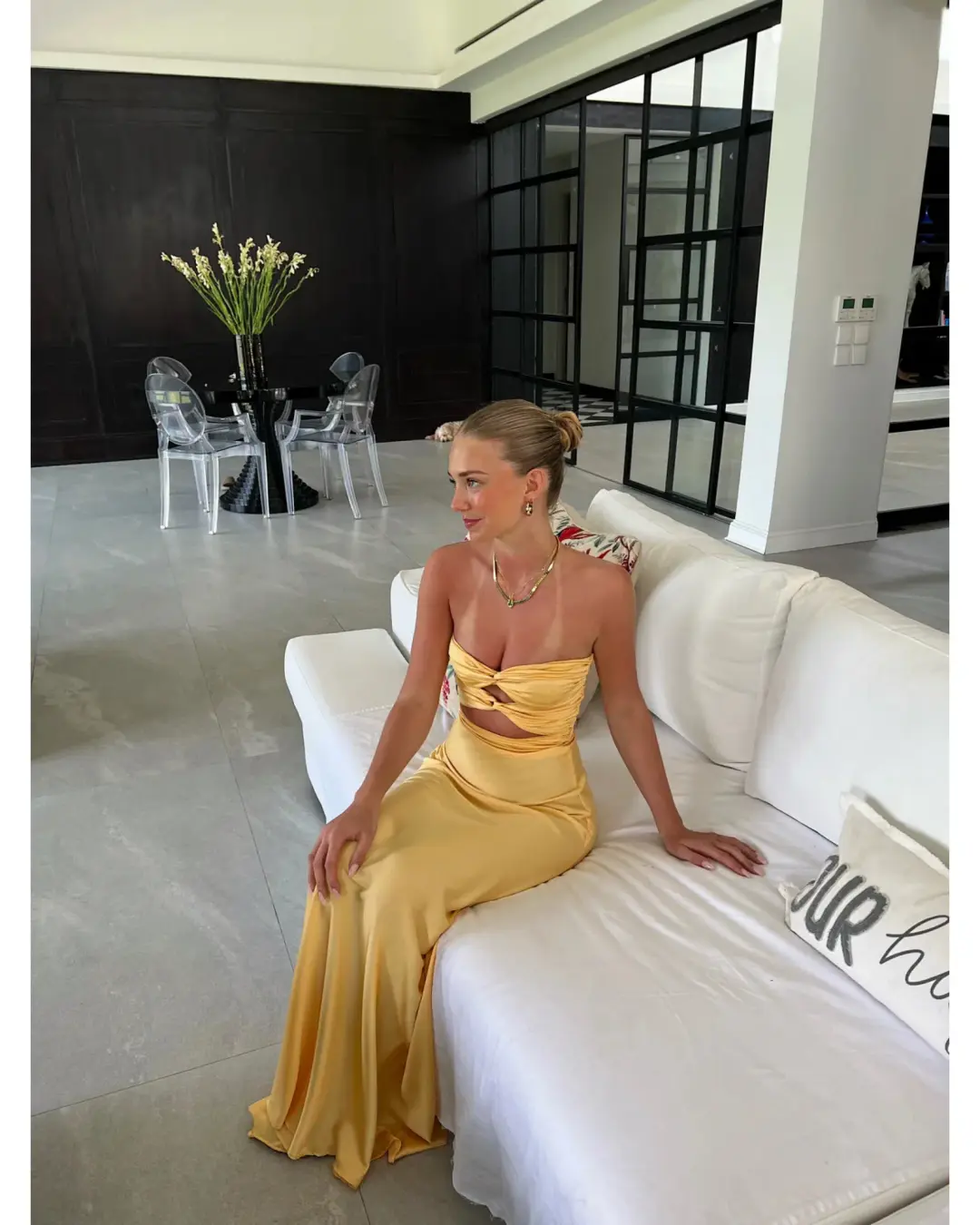 HNTR The Label Inka Gown In Gold Sun Size AU 12 for rent on The Volte - main image