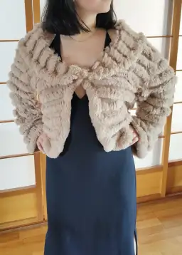 Natasha Rabbit Fur Jacket Cream Size XS / AU 8 for rent on The Volte - image 1