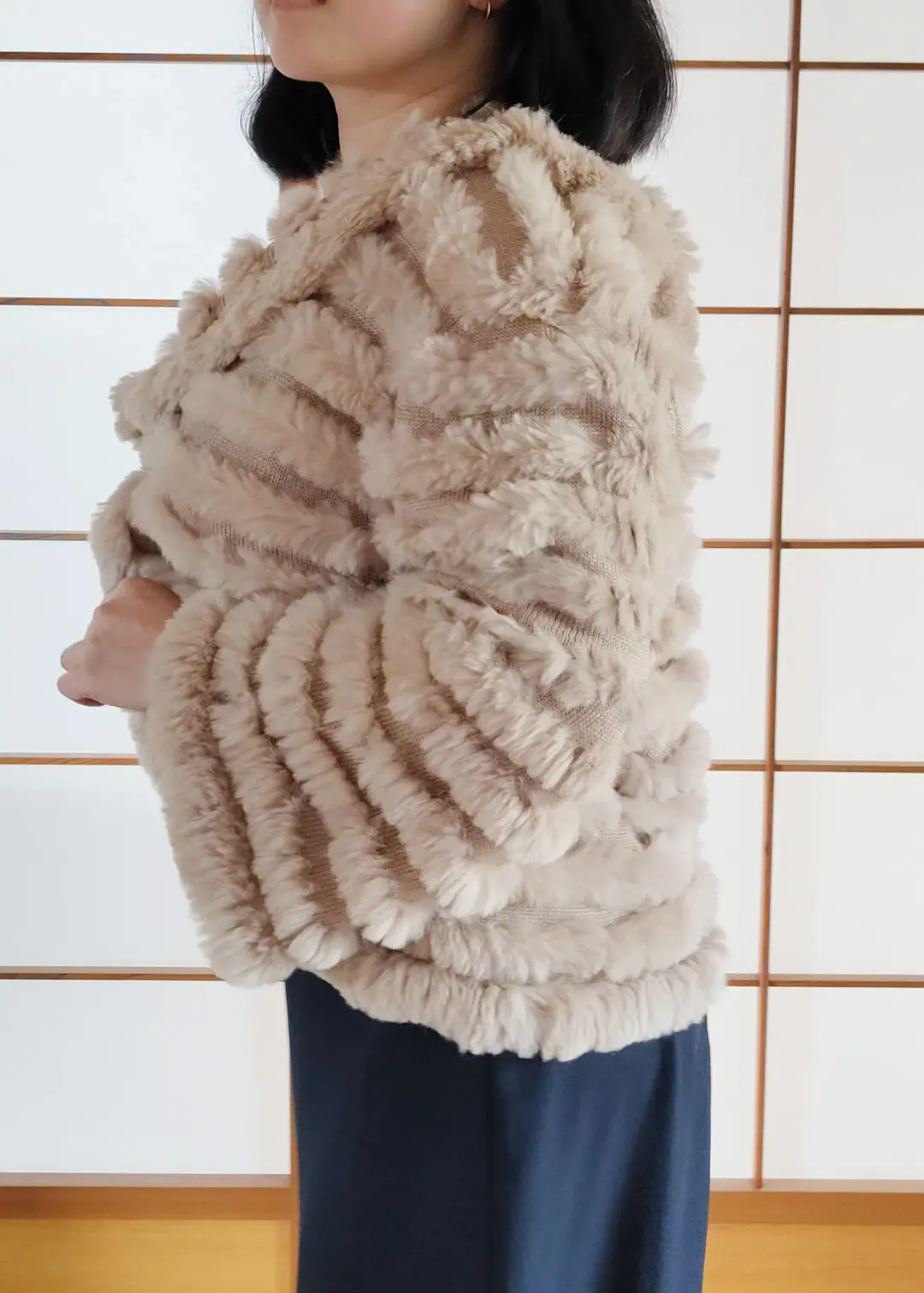 Natasha Rabbit Fur Jacket Cream Size XS / AU 8 for rent on The Volte - main image
