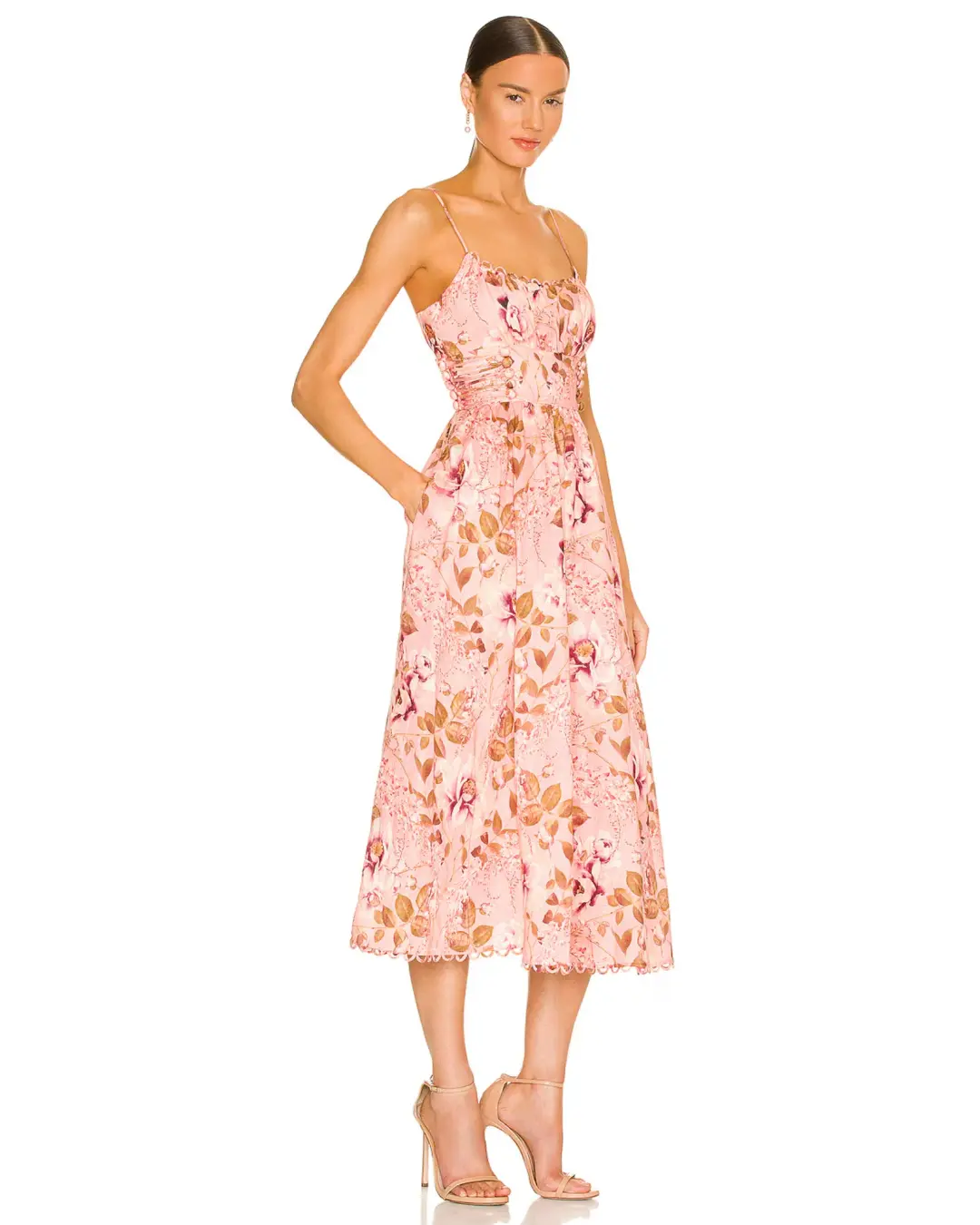 Zimmermann Rosa Laced Picnic Dress Pink Floral Size 2 / AU 12 for rent on The Volte - main image