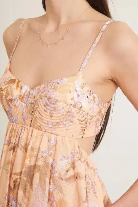 Zimmermann The Rosa Bralette Midi Dress in Lilac Wisteria Floral Size 2 / AU 12 for rent on The Volte - main image