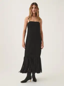 Aje Arris Fringed Maxi Dress Black Size 14 for rent on The Volte - image 1