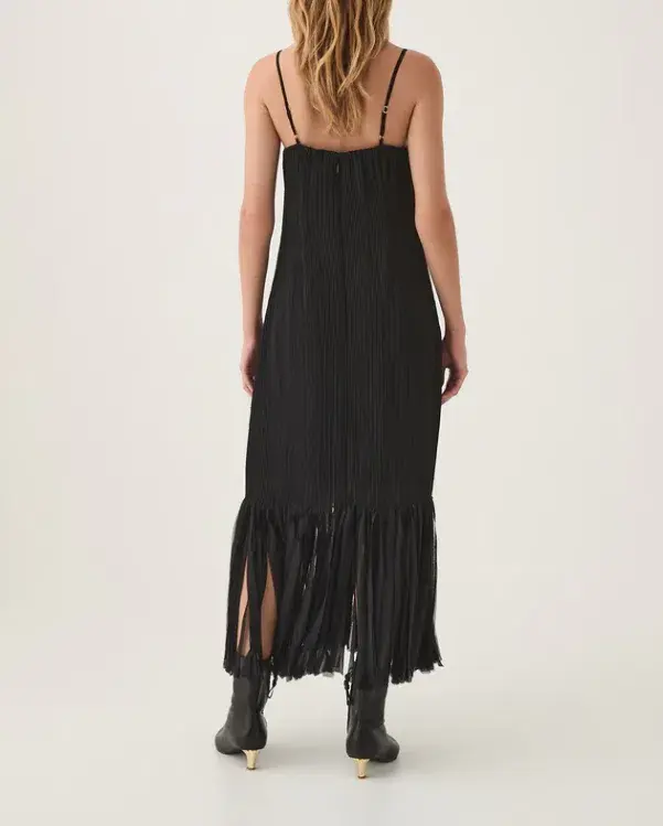 Aje Arris Fringed Maxi Dress Black Size 14 for rent on The Volte - main image