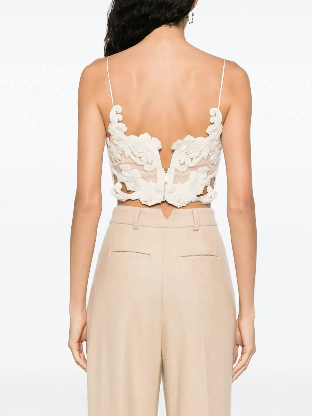 Zimmermann Sensory Velvet Lace Bodice Macadamia Size 0P / AU 6P for rent on The Volte - main image