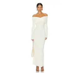 Helsa Matte Jersey Off Shoulder Maxi Dress Ivory Size L / AU 12 for rent on The Volte - image 1
