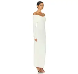 Helsa Matte Jersey Off Shoulder Maxi Dress Ivory Size L / AU 12 for rent on The Volte - image 2