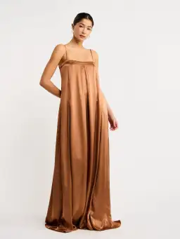 Shona Joy Column Maxi Dress In Almond Size 6