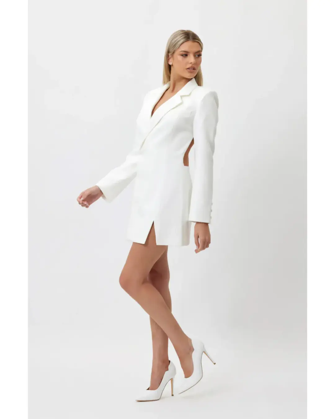 Bianca & Bridgett Megan Blazer Dress White Size AU 10 for rent on The Volte - main image