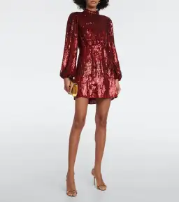 Rixo Samantha Sequin Mini Dress Red/Pink Size L / AU 12 for rent on The Volte - image 1