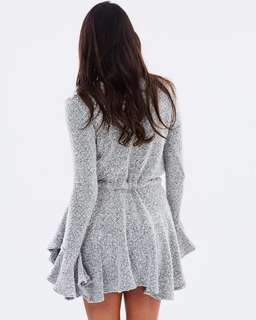 Shona Joy's Bonnie Frill Cuff Drawstring Mini Dress Silver Size 6 for rent on The Volte - image 2