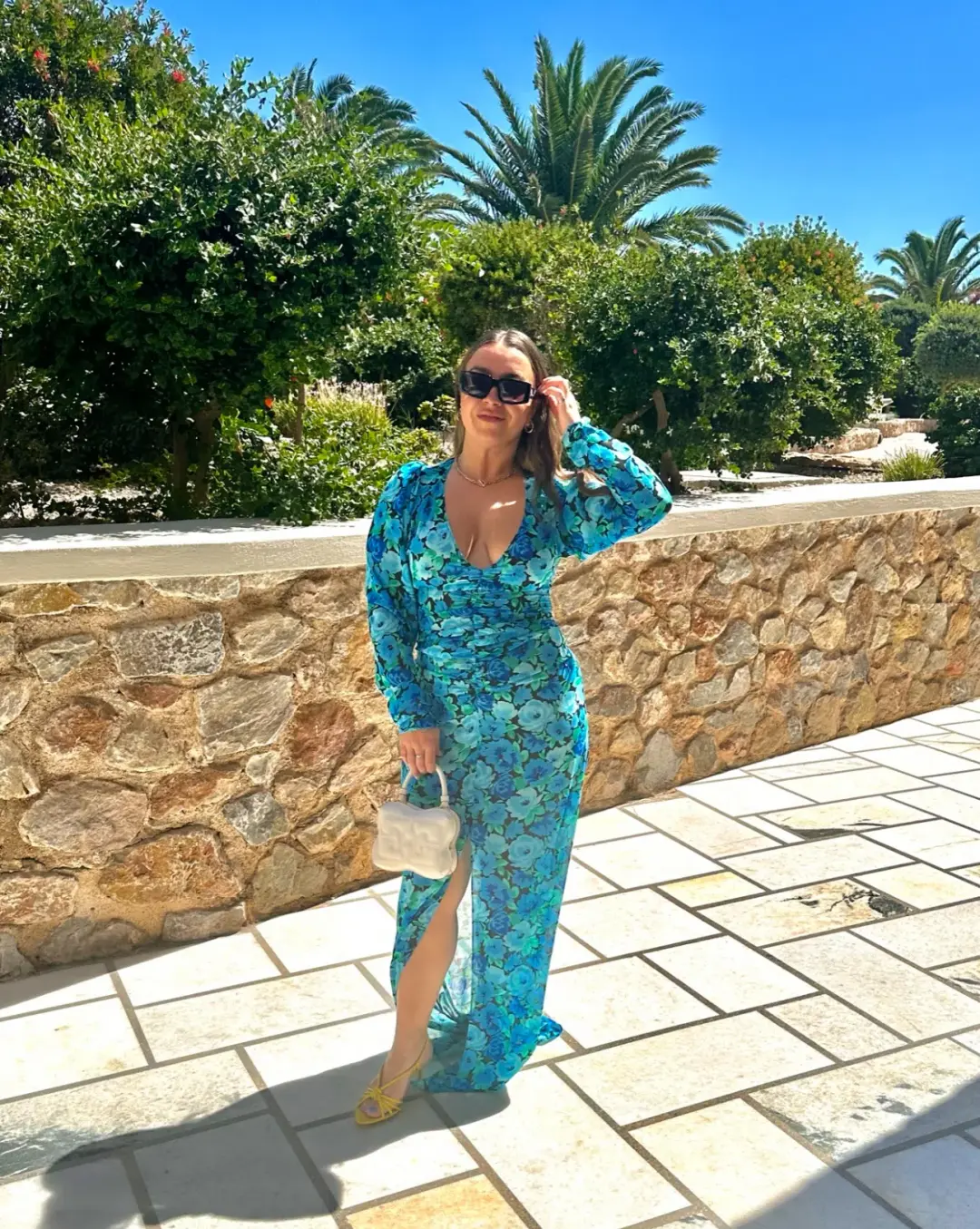 Rotate Birger Christensen Ruched Chiffon Maxi Dress Floral Print Size 12 for rent on The Volte - main image