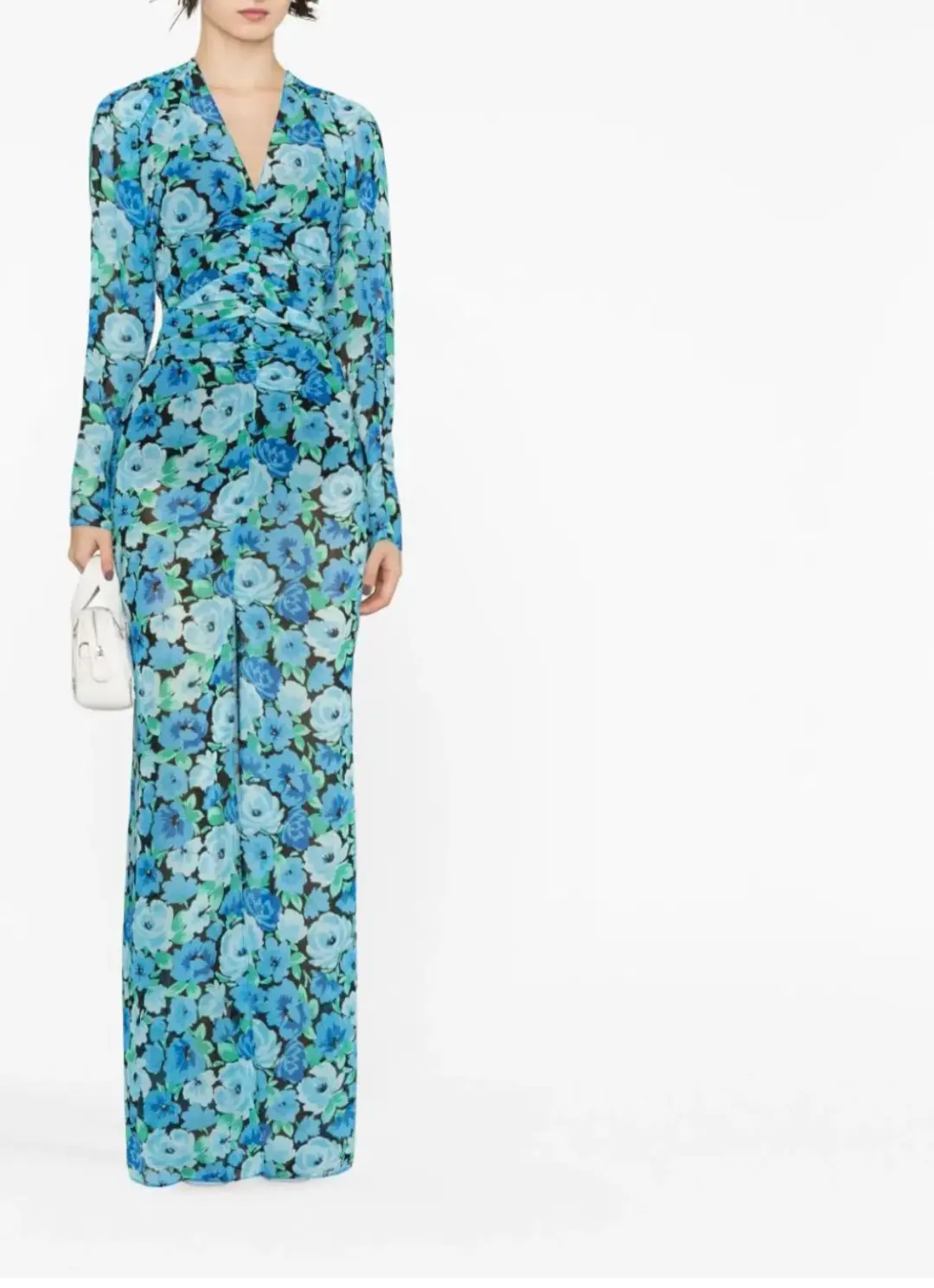 Rotate Birger Christensen Ruched Chiffon Maxi Dress Floral Print Size 12 for rent on The Volte - main image