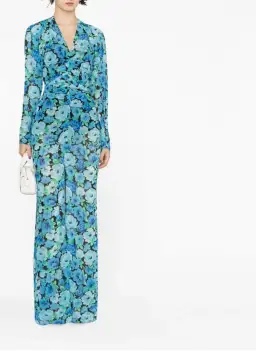 Rotate Birger Christensen Ruched Chiffon Maxi Dress Floral Print Size 12 for rent on The Volte - image 1