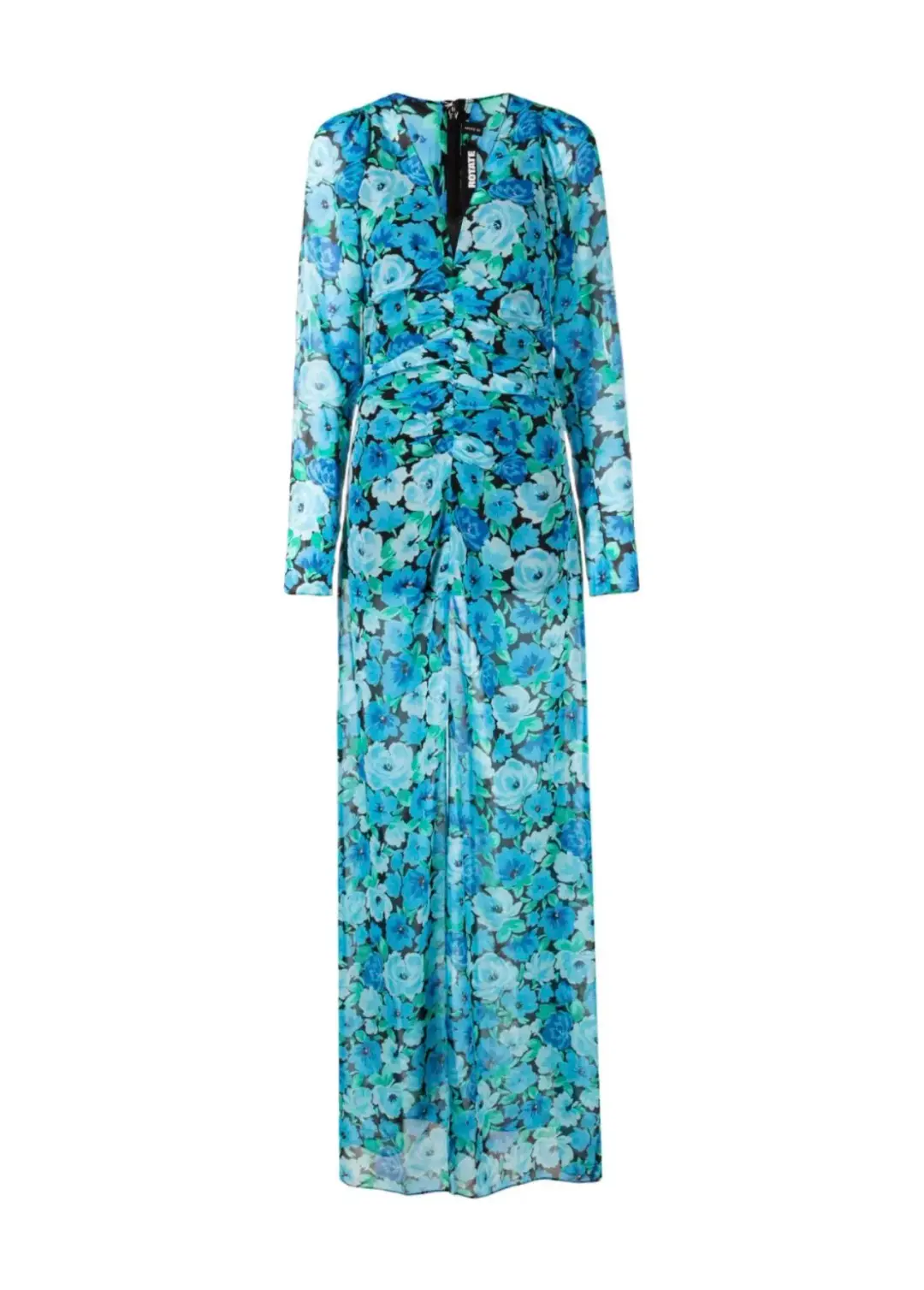 Rotate Birger Christensen Ruched Chiffon Maxi Dress Floral Print Size 12 for rent on The Volte - main image