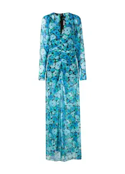 Rotate Birger Christensen Ruched Chiffon Maxi Dress Floral Print Size 12 for rent on The Volte - image 4