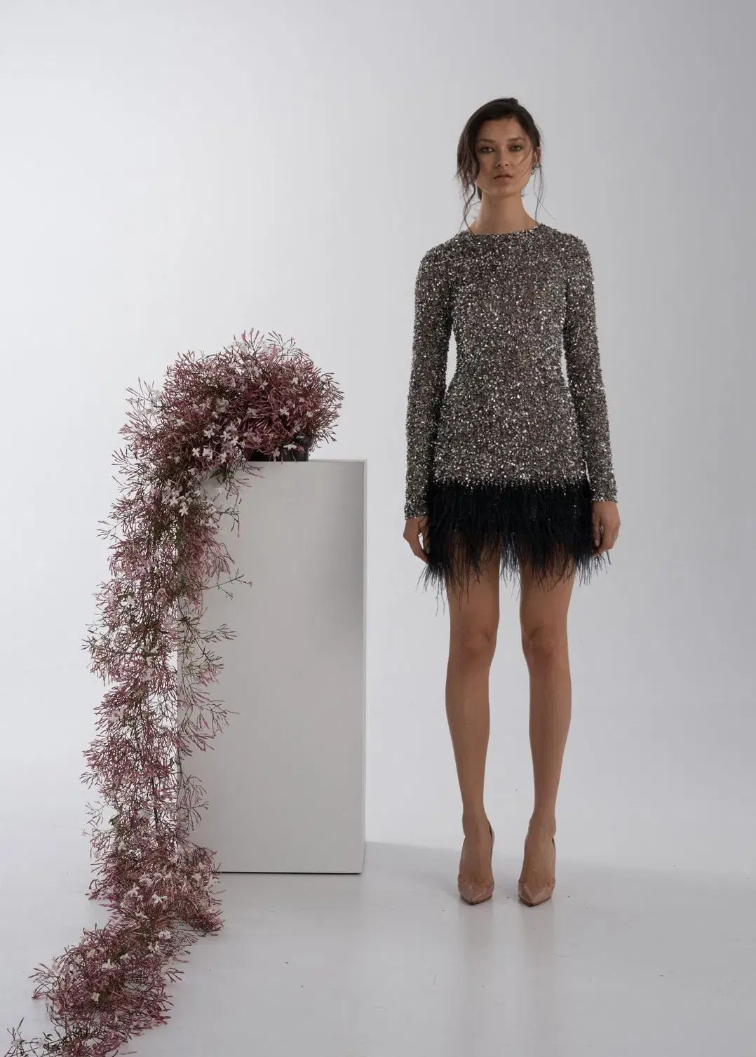 Rachel Gilbert Nisha Mini Dress Gunmetal Size 4/AU14 for rent on The Volte - main image