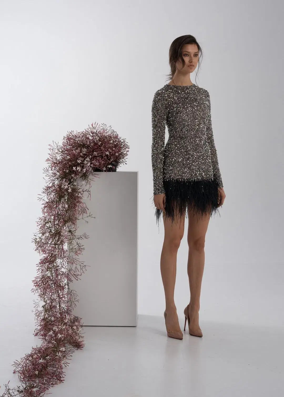 Rachel Gilbert Nisha Mini Dress Gunmetal Size 4/AU14 for rent on The Volte - main image