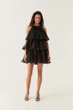 Aje Claudia Tiered Mini Dress Black Size 8 for rent on The Volte - image 1